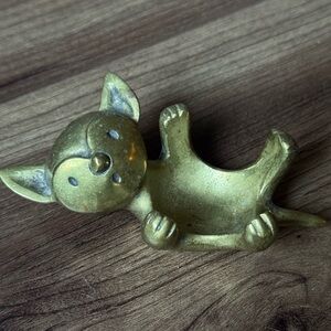 Vintage brass cat jewelry holder made in Austria